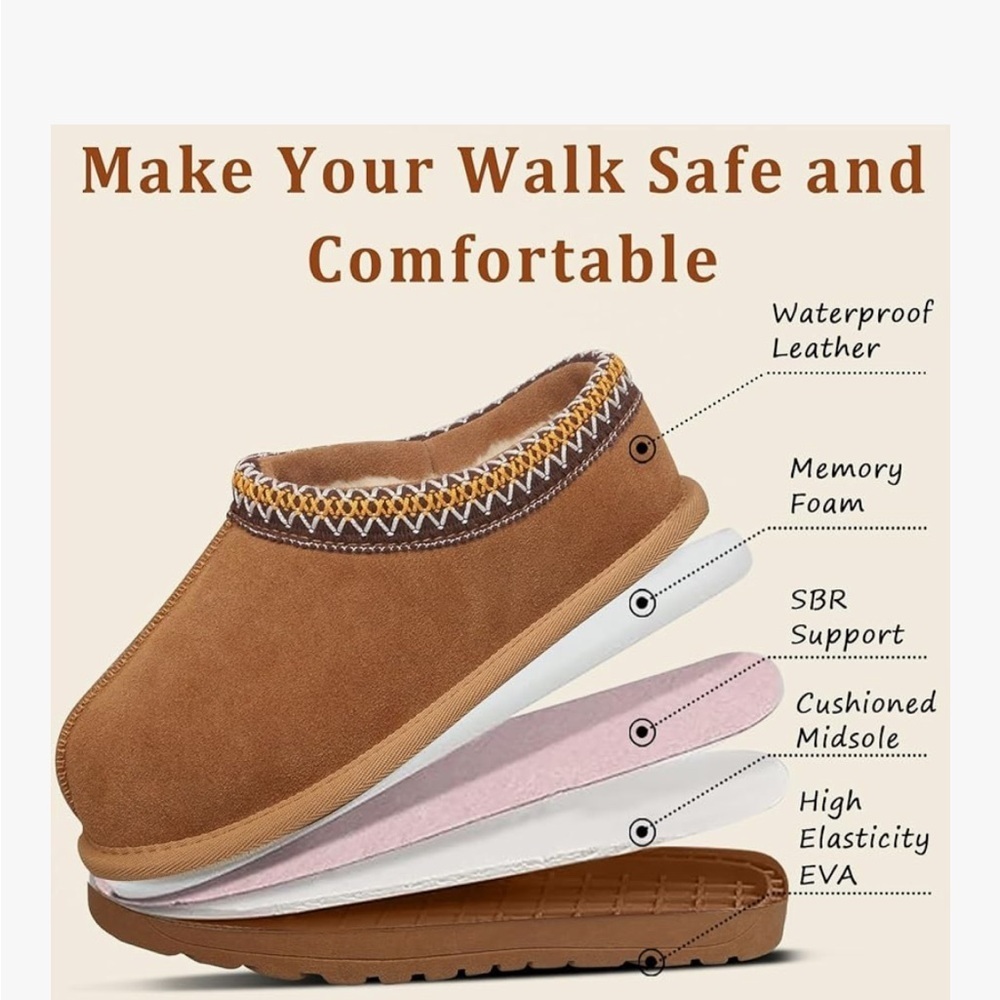 Brown Slip-On Clogs with Patterned Trim - Picture 5 of 5